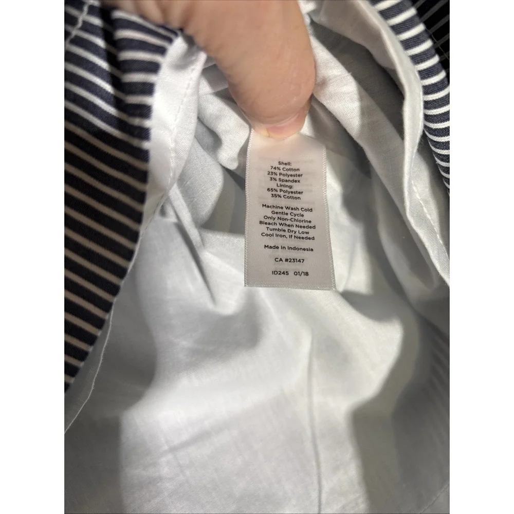 Talbots womens skirt blue and white stripe buttons in front lined. Sz 4 Petite - Picture 5 of 13